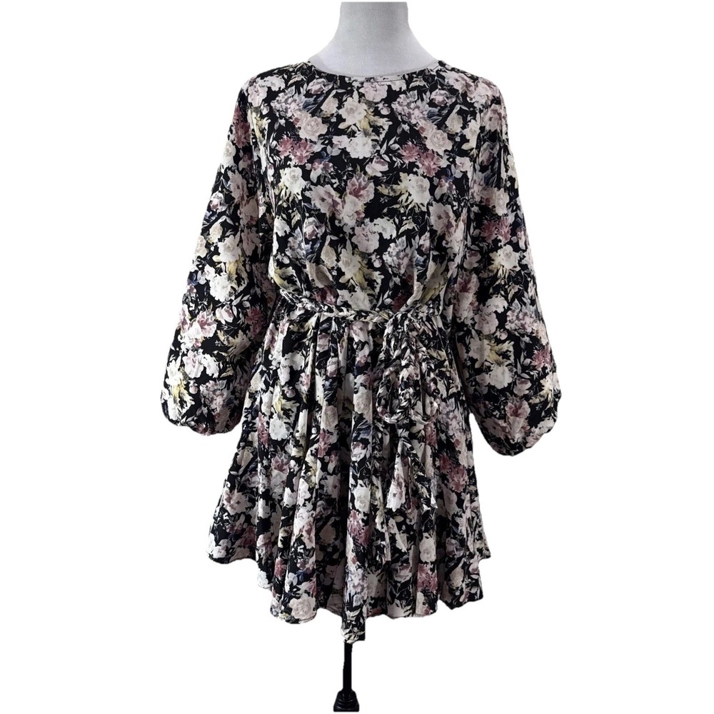 Entro Floral Dress Small Mini Swing With Braided Rag Belt. Flirty Coquette‎ Fem